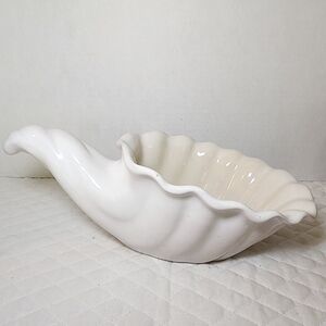FRANKOMA Pottery Horn of Plenty Cornucopia Bowl Dish White #222